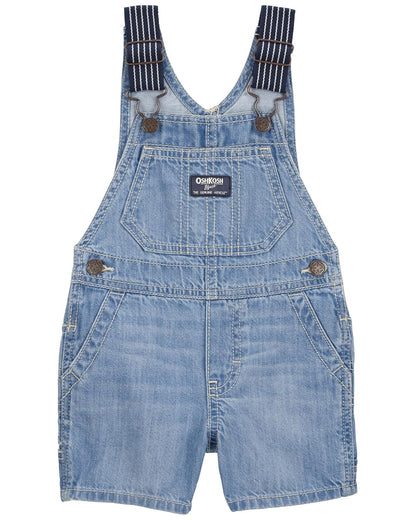 OshKosh B'Gosh Overol Sin Mangas con Estampado de Búfalo para Niños - 12 Meses - Pantalón corto azul cielo
