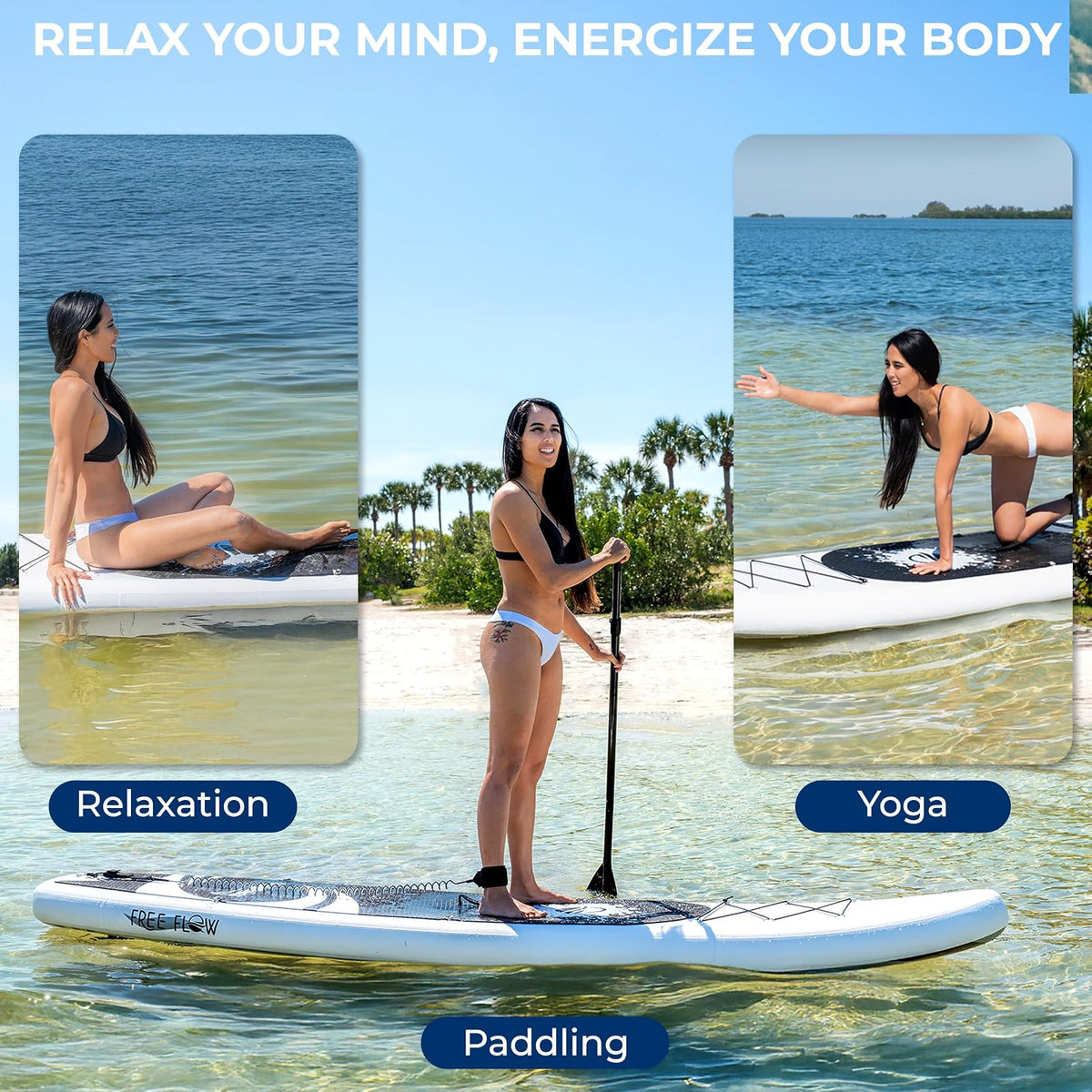 SereneLife Tabla Paddle Surf Inflable con Accesorios y Bolsa