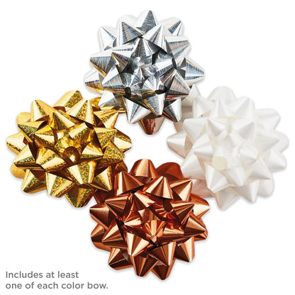 Hallmark - Surtido de lazo de regalo, 12 unidades (dorado, plata, bronce, blanco) para cumpleaños, día de la madre, bodas, despedidas de soltera, cualquier ocasión
