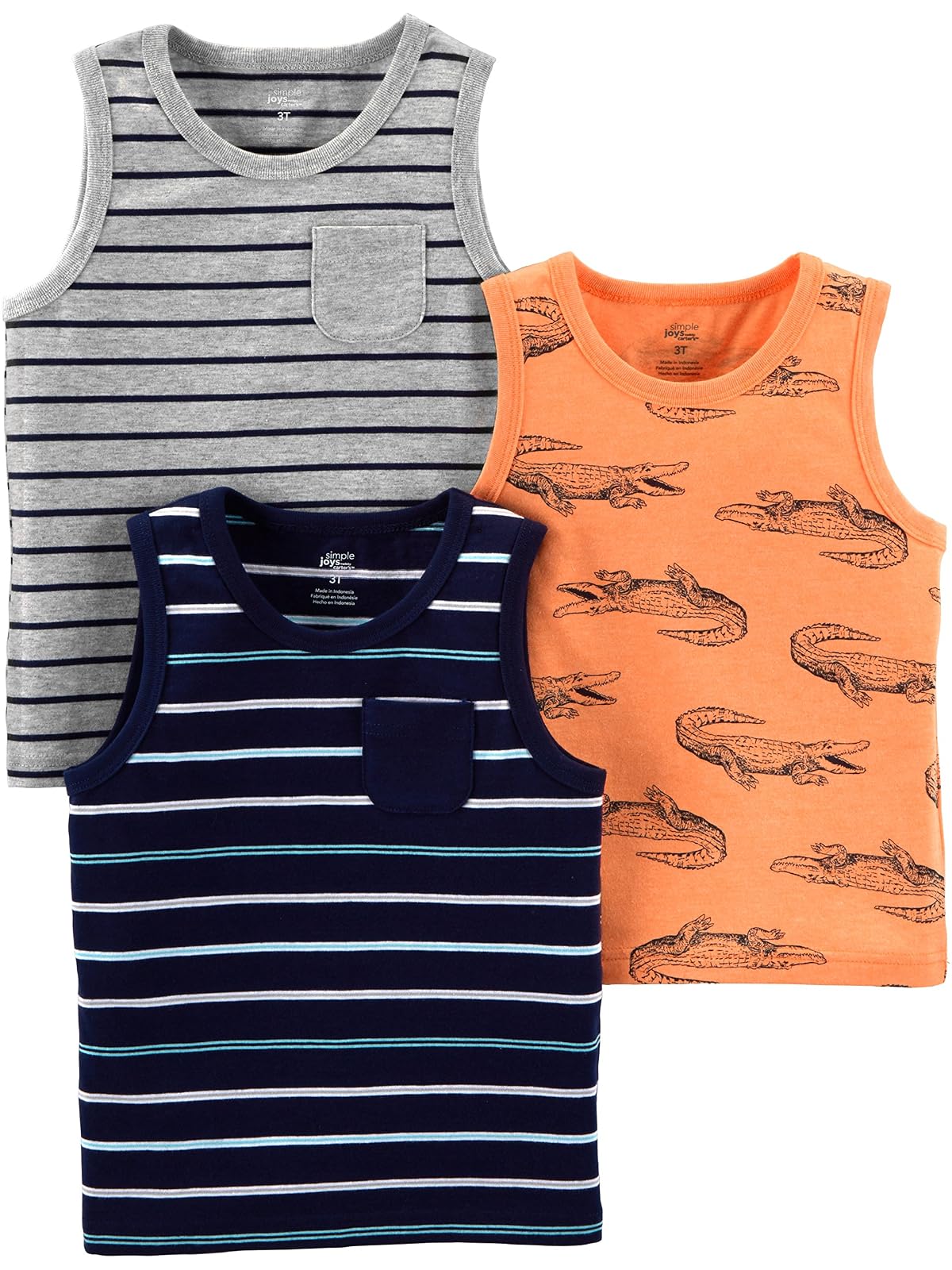 Simple Joys by Carter's 3-Pack Muscle Tank Tops Camiseta sin Mangas para bebés y niños pequeños bebés niños
