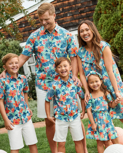 The Children's Place Camisa Familiar de Manga Corta con Botones, papá e Hijo Camisa Abotonada para Niños