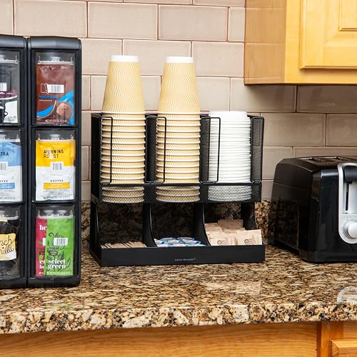 Mind Reader “Flume” Organizador de 6 compartimentos para condimentos y tazas, Malla de metal negro., 1