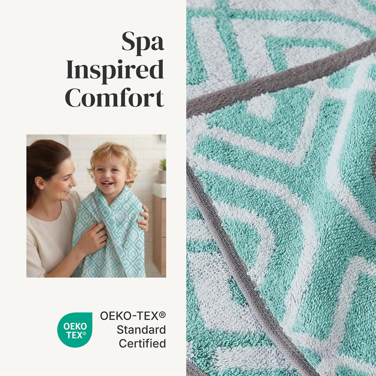 Modern Threads - Juego de 6 Toallas teñidas de Hilo Oxford Aqua - Toallas de baño, Toallas de Mano y paños de baño, súper absorbentes y de Secado rápido, 100% algodón Peinado