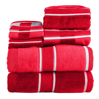 Lavish Home - Juego de toallas Oakville 67-0023-B, terciopelo, rojo, 6 piezas - Rojo