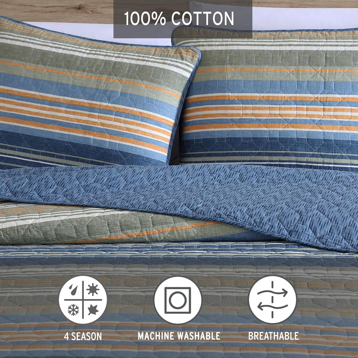Eddie Bauer Cotton Quilt Set, King, Yakima Valley | Materiales de calidad, tacto suave y cómodo, construcción duradera, fácil cuidado, lavable a máquina