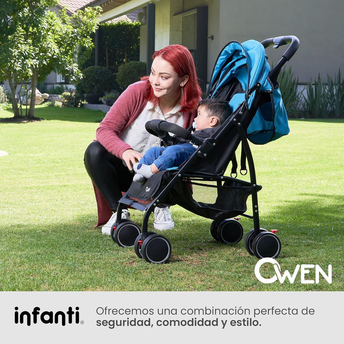 INFANTI | Carriola para Bebe OWEN | Carreola con Portabebé - Con Barra de Seguridad Desmontable | Desde 6 Meses hasta 15 kg | Color Rosa