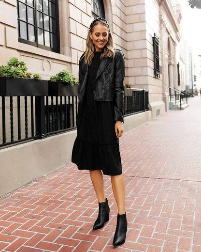 The Drop Vestido Midi Escalonado Para Mujer, con Vuelos en Los Hombros, Negro, por @fashion_jackson