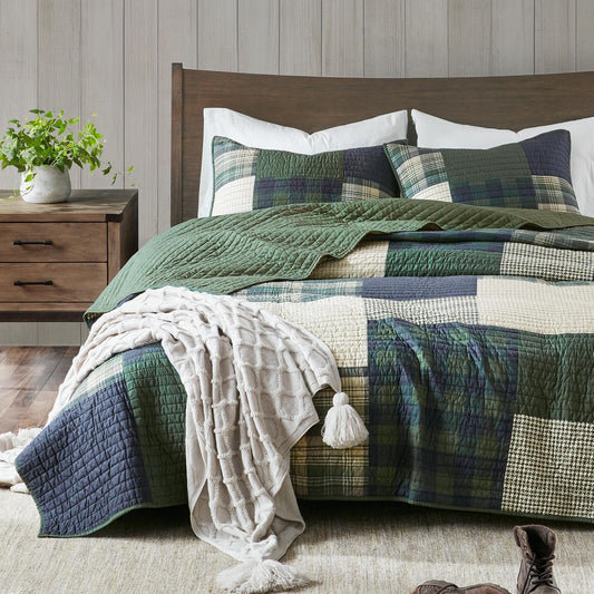 Woolrich Mill Creek - Juego de edredón Reversible, Estilo cabaña invertido a Color sólido, Colcha Ligera para Todas Las Estaciones, Capa de Ropa de Cama acogedora, Fundas a Juego, tamaño King/Cal
