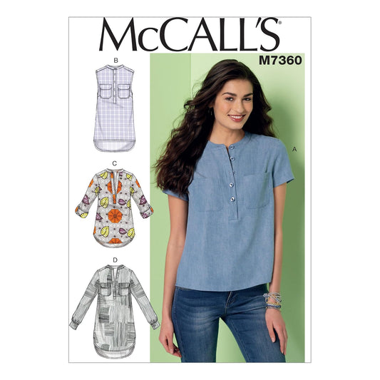 McCall's Patterns M7360 Henley Tops, Talla A5 (6-8-10-12-14)