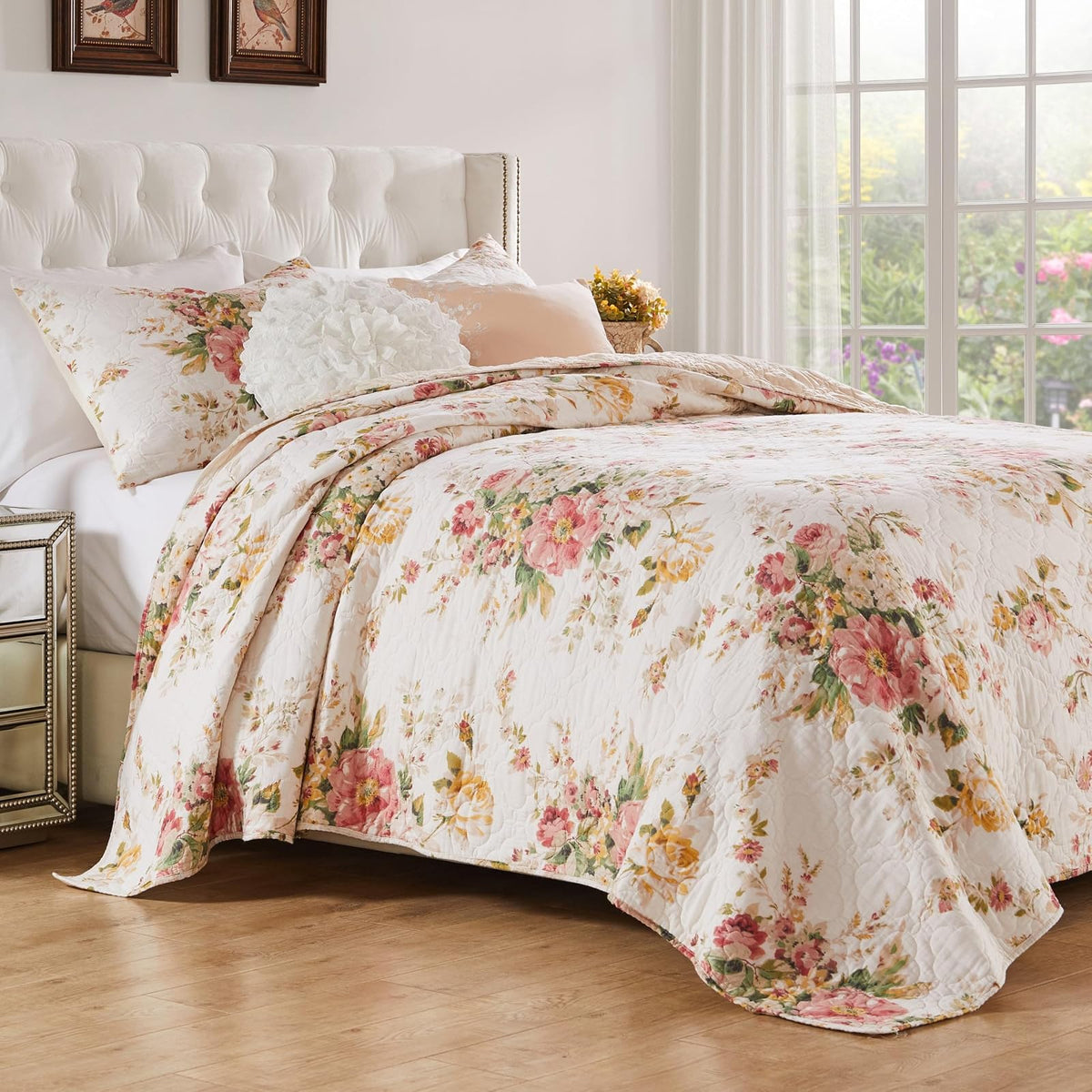 Greenland Home Fashions Grace Juego de edredón, Juego de Colcha, Calidad Premia, 3-Piezas King, Buttercup