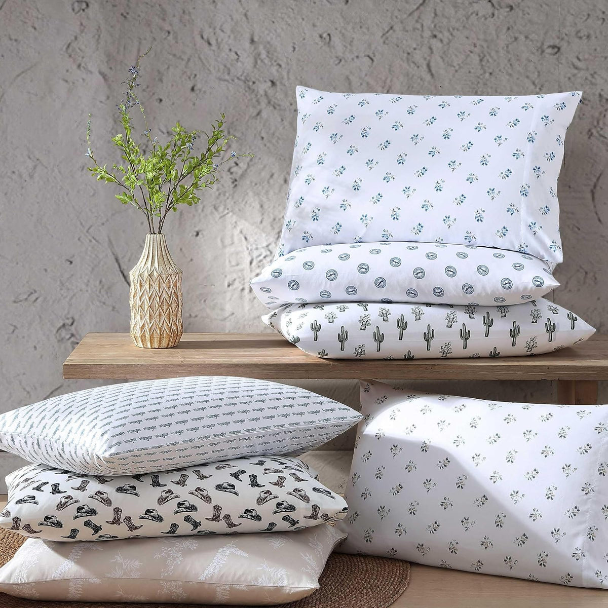Wrangler – Sábanas de Cama, Transpirable y Resistente a Las Arrugas, Incluye Fundas de Almohada y Fundas de Almohada a Juego, sábanas inspiradas en Piedra Amarilla, Esenciales para recámara (follaje