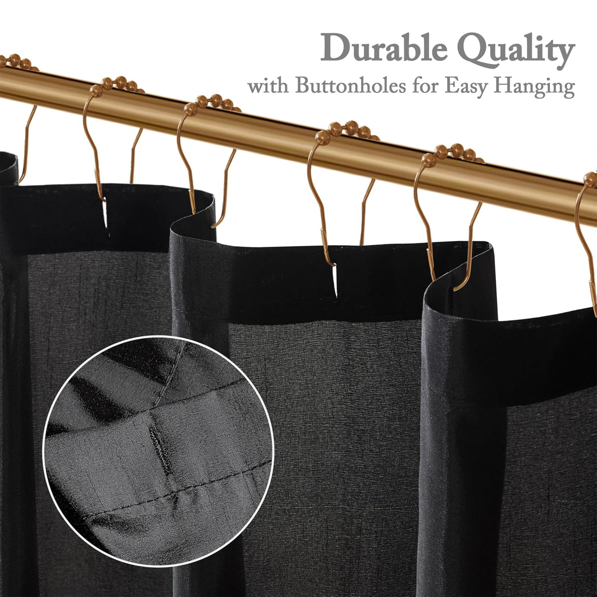 Madison Park Laurel - Cortina de Ducha Negra para baño, 72 x 72 Pulgadas