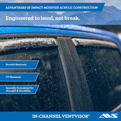 Auto Ventshade [AVS] Protectores de lluvia en canal para furgonetas Ford Econoline 1992-2006 | Viseras de ventilación de ventana, 2 piezas - Smoke | 192077