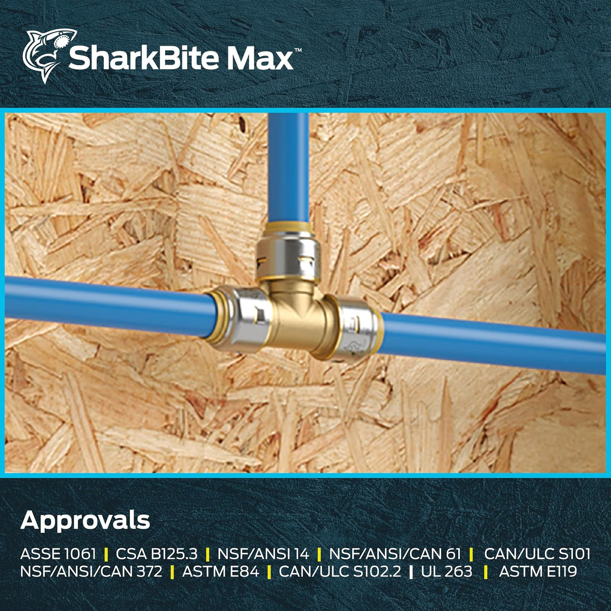 SharkBite Max - playera de 1 pulgada, paquete de 3, ajuste de fontanería de latón a presión para conectar, tubería PEX, cobre, CPVC, PE-RT, HDPE, UR374
