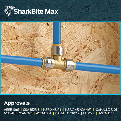 SharkBite Max - playera de 1 pulgada, paquete de 3, ajuste de fontanería de latón a presión para conectar, tubería PEX, cobre, CPVC, PE-RT, HDPE, UR374
