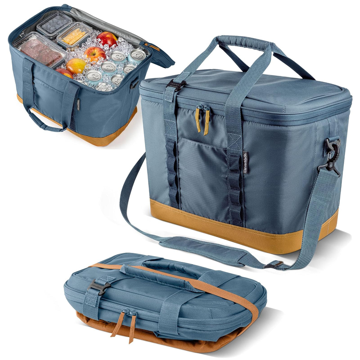 CleverMade SnapBasket - Enfriador Plegable de 30 latas de Lado Suave: Bolsa aislada de 20 litros con Correa para el Hombro