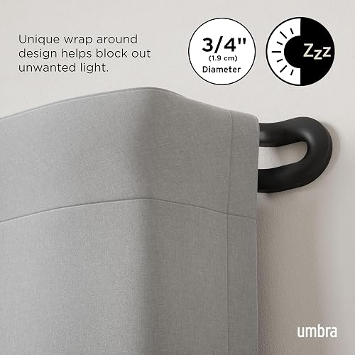 Umbra Midnight Cortinero Doble Ajustable para Cortinas Blackout y Oscurecer Habitación, 107-305 cm, Incluye Accesorios de Instalación, Negro