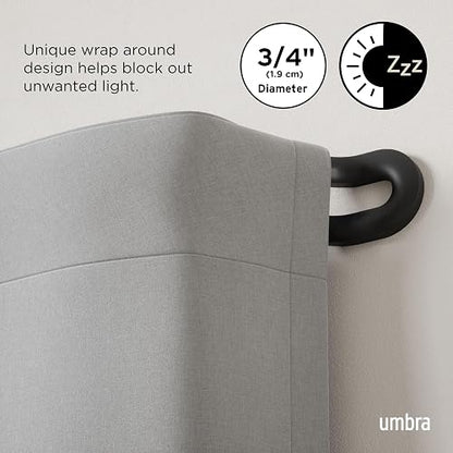 Umbra Midnight Cortinero Doble Ajustable para Cortinas Blackout y Oscurecer Habitación, 107-305 cm, Incluye Accesorios de Instalación, Negro