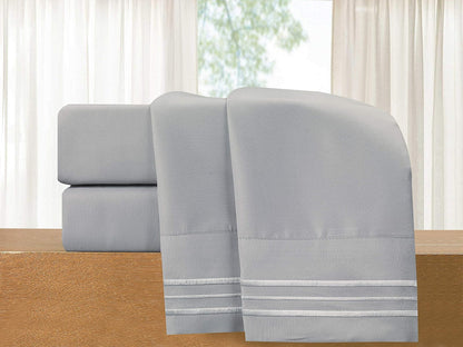 Elegant Comfort Funda de Almohada de 2 Piezas con Bordado de Calidad egipcia de 1500 Hilos, Sedosa, Suave, Resistente a Las Arrugas y a la decoloración, tamaño estándar/Queen, Color Plateado