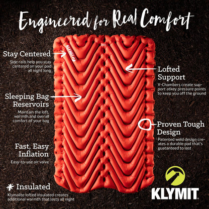 KLYMIT Almohadilla de Dormir Doble V para 2 Personas, Doble Ancho (47 Pulgadas), Comodidad Ligera para Acampar en Automóvil, Tiendas de campaña para Dos Personas, Viajes y mochileros