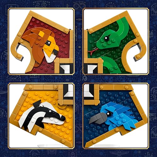 LEGO Harry Potter Escudo de Casa de Hogwarts – Juguete de Construcción – Úsalo para Decorar Exhibido en el Soporte – Descubre Objetos Ocultos – para Mayores de 12 Años – 76462