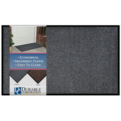 Durable Corporation 654S34CH Wipe-N-Walk - Alfombra de Entrada con Respaldo de Vinilo para Interiores, 3 x 4 pies, Color carbón