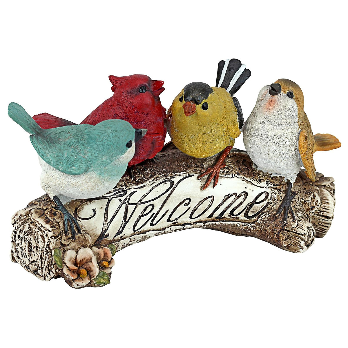 Design Toscano QM223531 - Letrero de para Interiores y Exteriores, Estatua de pájaros de jardín, 4 Pulgadas de Ancho, 10 Pulgadas de Profundidad, 5 Pulgadas de Alto, Multicolor