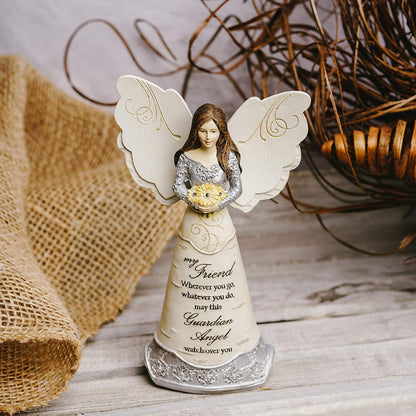 Pavilion Elements Angels - Figura de ángel de la Guarda, Texto Impreso My Friend Wherever You Go, Wherever You Do, May This Guardian Angel Watch Over You, Cifras de ángel coleccionables, 6 Pulgadas