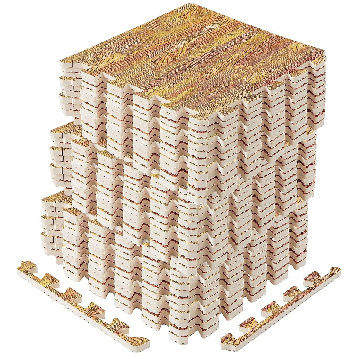 Yes4All Tapete de Ejercicio EVA para Gimnasio en Casa - L. 36 pies cuadrados (36 azulejos) - Luz de madera de roble