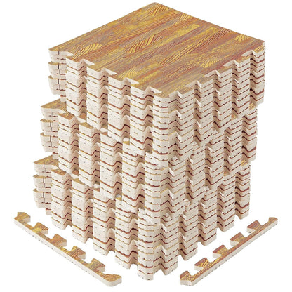 Yes4All Tapete de Ejercicio EVA para Gimnasio en Casa - L. 36 pies cuadrados (36 azulejos) - Luz de madera de roble