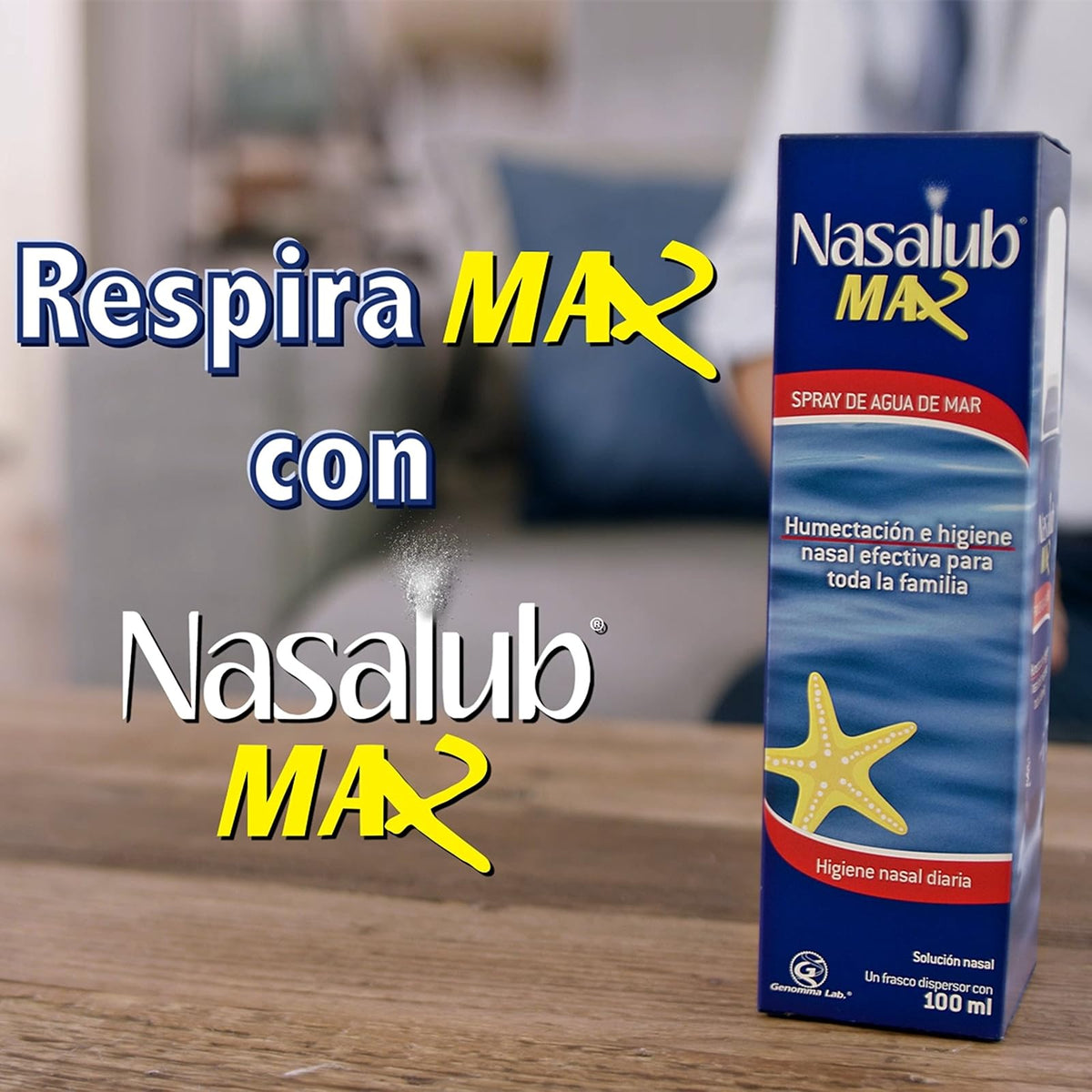 NASALUB MAX Spray de Agua de Mar, Humectación e higiene nasal efectiva para toda la familia, Frasco con 100ml