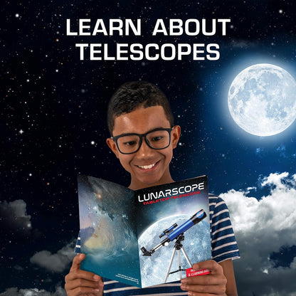 NASA Telescopio lunar para niños – Aumento de 90x, incluye dos oculares, trípode de mesa y alcance del buscador