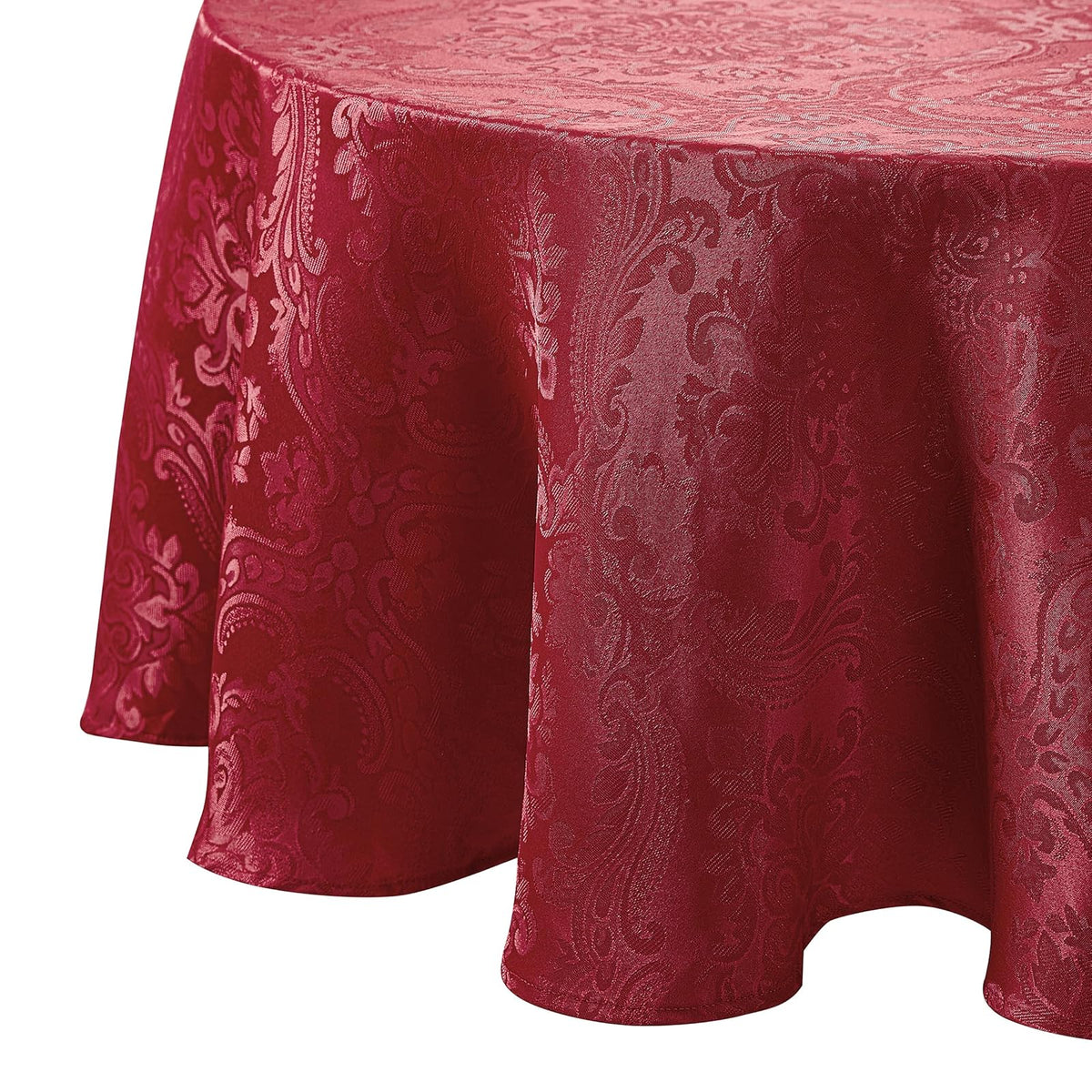 Elrene Home Fashions Caiden Elegance - Mantel de Damasco Resistente al Agua y Manchas - Rojo - 177.8 cm (Redondo)