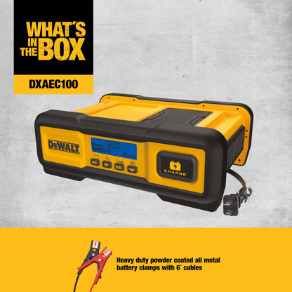 DEWALT DXAEC100 Cargador de batería Profesional de 30 amperios y mantenedor de 3 amperios con Arranque del Motor de 100 amperios