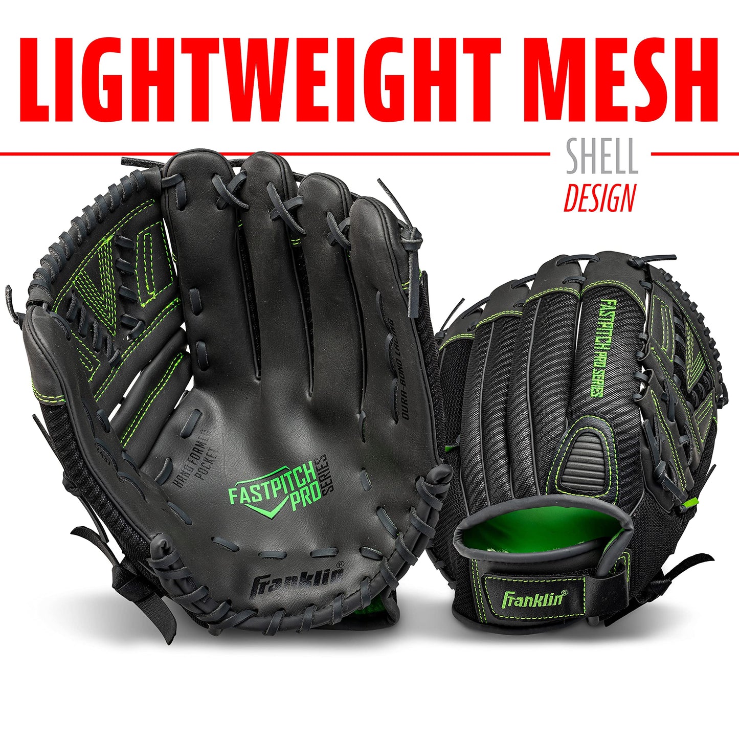 Franklin Sports Girls Softball Glove - Women's Windmill Fastpitch + Slowpitch Softball Glove - Lime Softball Mitt - Left Hand Throw Adult + Youth - 11"