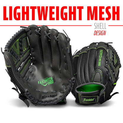 Franklin Sports Girls Softball Glove - Women's Windmill Fastpitch + Slowpitch Softball Glove - Lime Softball Mitt - Left Hand Throw Adult + Youth - 11"
