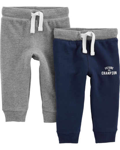 Simple Joys by Carter's Toddlers and Baby Boys' Athletic Knit Jogger Pants, Pack of 2