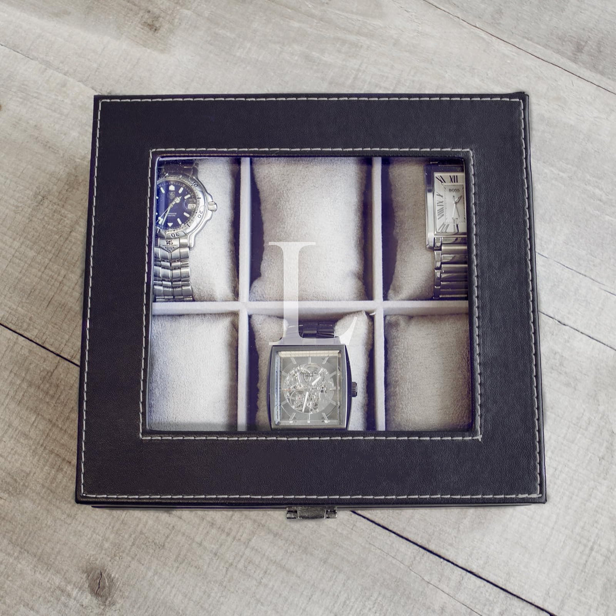 Cathy 's Concepts Personalizado para Hombre Caja de Reloj de Piel sintético, L, 1