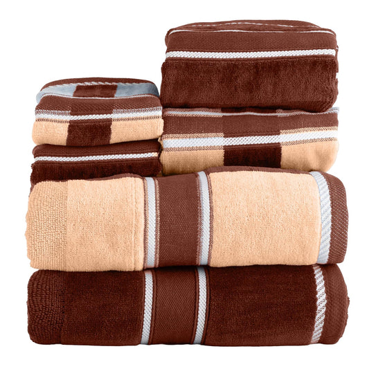 Lavish Home - Juego de toallas Oakville 67-0023-T, terciopelo, chocolate, 6 piezas
