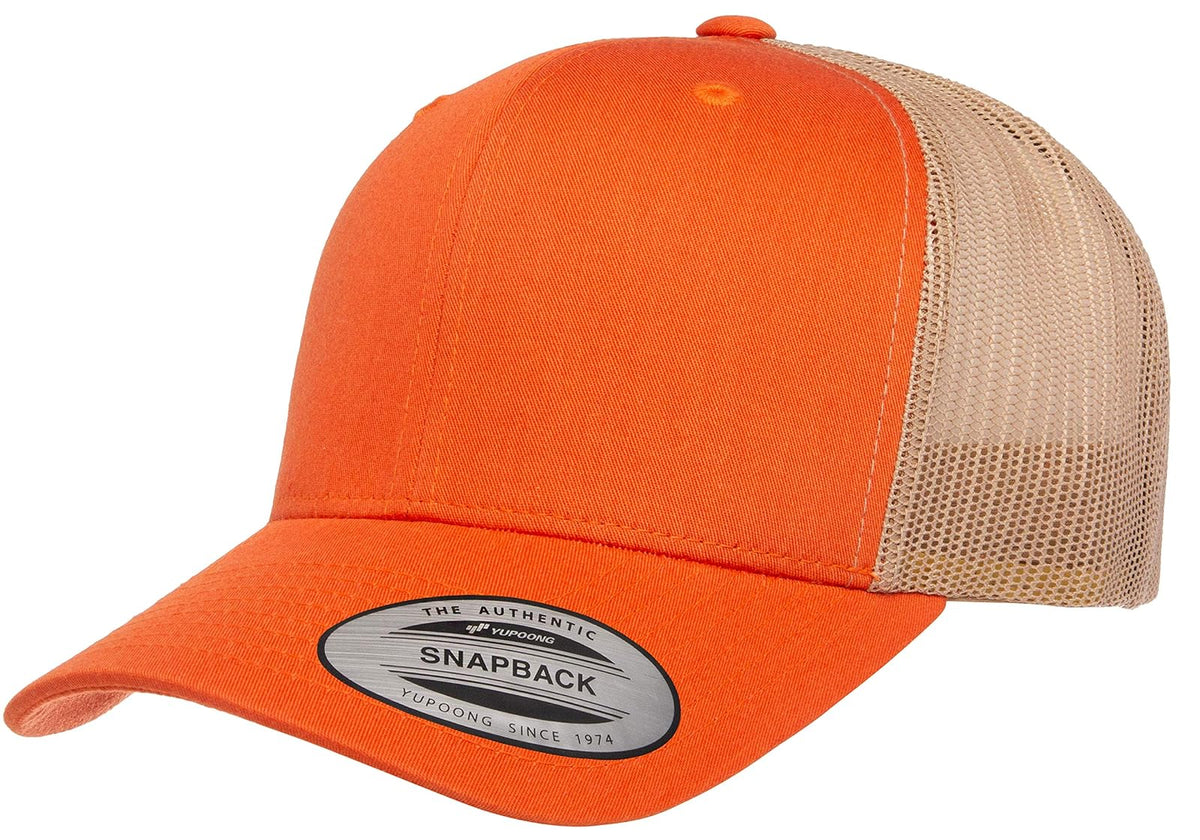Yupoong Gorra de Camionero Retro. Sombrero para Unisex Adulto - Rústico Naranja - Caqui - Talla Única