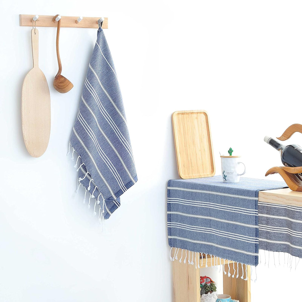 Cacala - Toalla de cocina turca Hand Face Pestemal Fouta para el cuidado del bebé, 23 x 36 pulgadas, azul oscuro