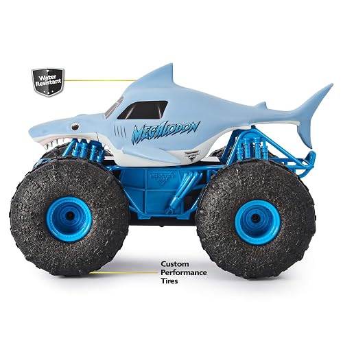 Monster Jam, camión monstruo todoterreno Megalodon STORM oficial por control remoto, a escala 1:15