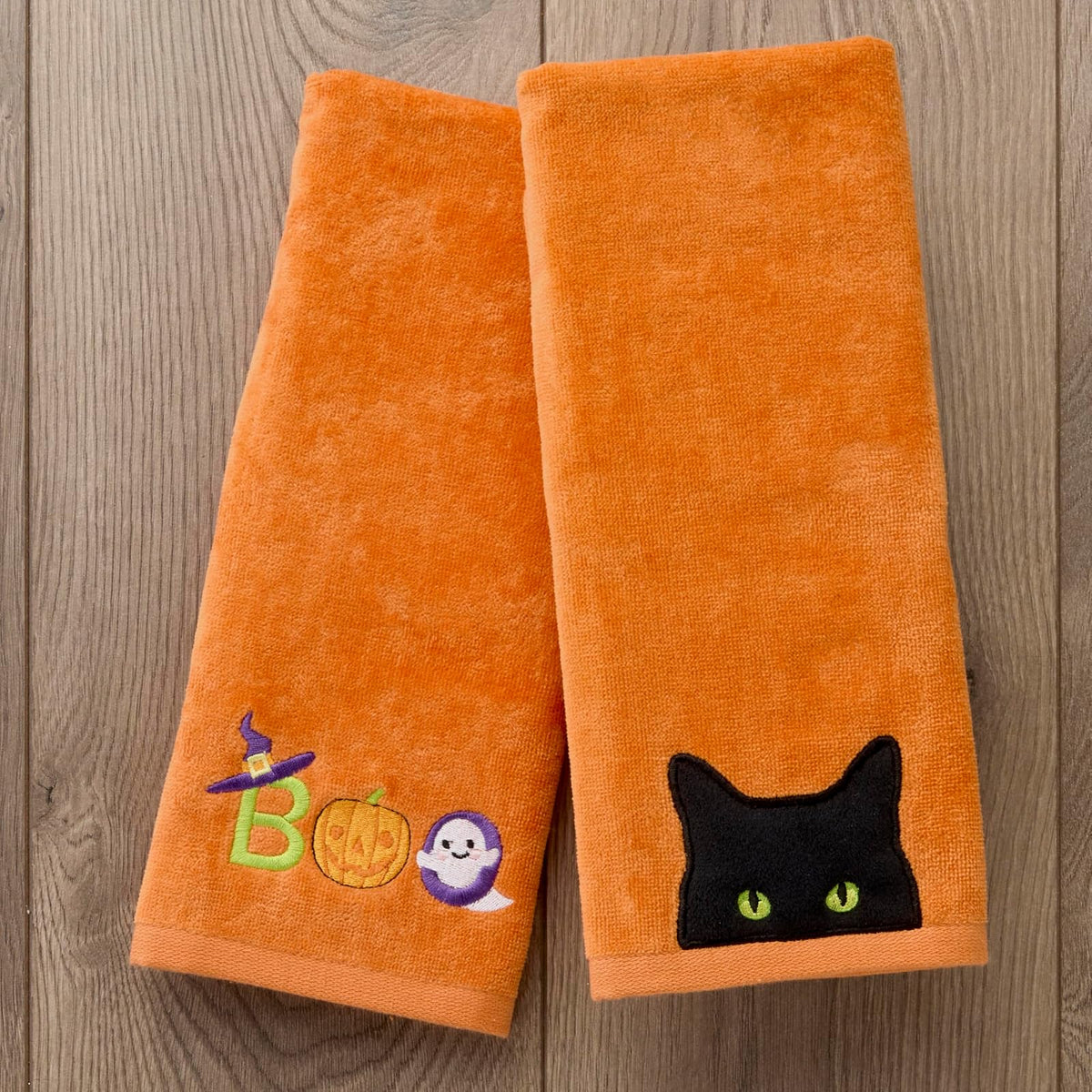 SKL HOME by Saturday Knight Ltd. Boo - Juego de toallas de mano, 2 unidades, color naranja