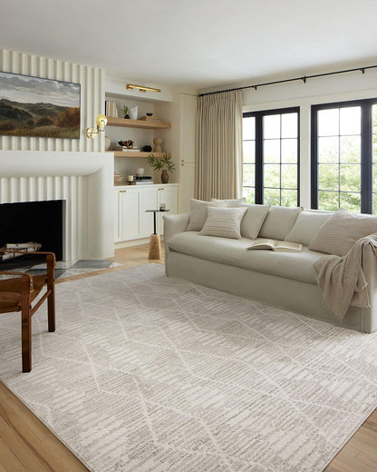 Loloi Tapete Decorativo Kamala, Diseño Marroquí - Rectangular - Ivory - Silver - 7'9" x 5'3" (Rectangular)