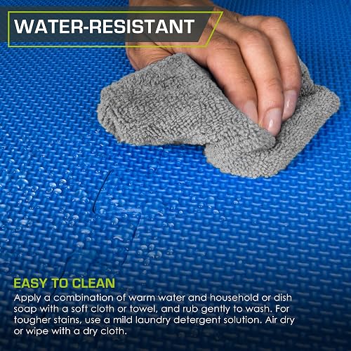 ProsourceFit Extra Thick Puzzle Exercise Mat 3/4", EVA Foam Interlocking Tiles for Protective, Cushioned Workout Flooring for Home and Gym Equipment, Blue 4-Pack, 3/4" Thick 96 Square Feet