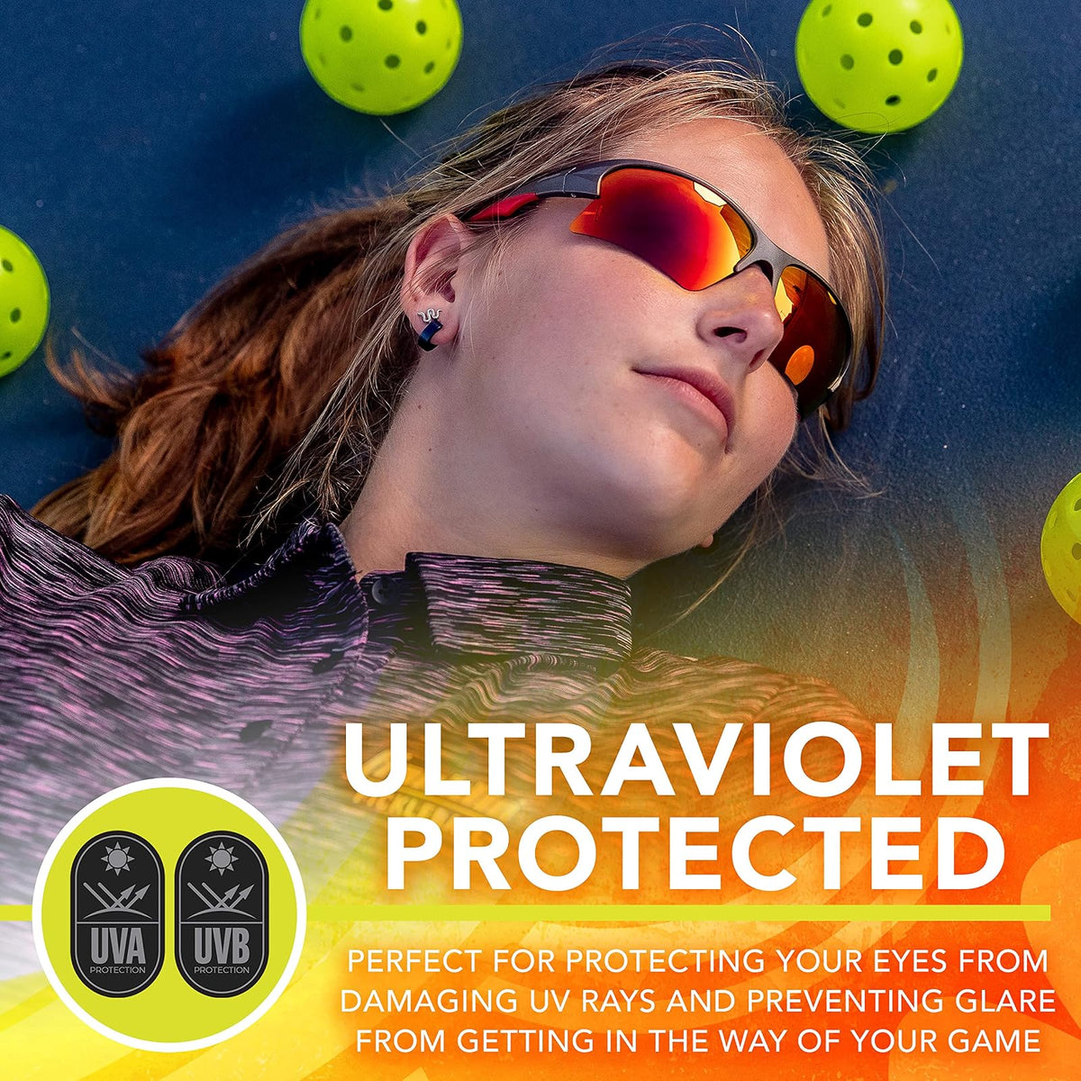 Franklin Sports - anteojos de sol de pickleball - Todos los deportes UV para tenis, pickleball, ciclismo, remo + más, tonos atléticos con diadema + bolsa de transporte, rojo