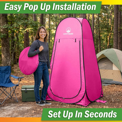 Wakeman Outdoor - Tienda de campaña de privacidad para Ducha, vestidor o Inodoro portátil con Bolsa de Transporte para Camping, Playa o portón Trasero (Rosa)