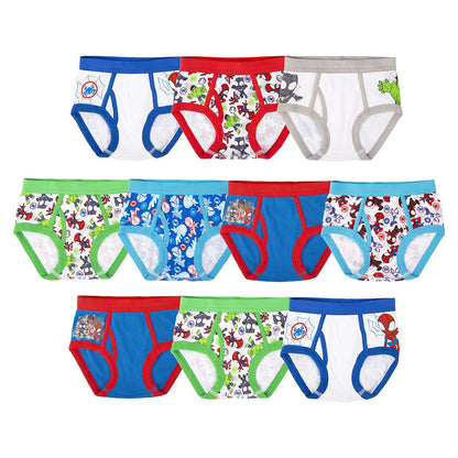 Marvel - Ropa Interior para niños de Spiderman and Superhero Friends 100% algodón Peinado, Paquete múltiple con Iron Man, Hulk y más, Paquete de 7 Spiderman Only Brief, 2-3T