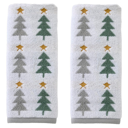 SKL Home - Juego de Toallas de Mano de 2 Piezas de 100% algodón, 100% algodón, Jacquard Reversible, Suave y Absorbente, Decorativo para baño/Cocina/Bar, Multicolor