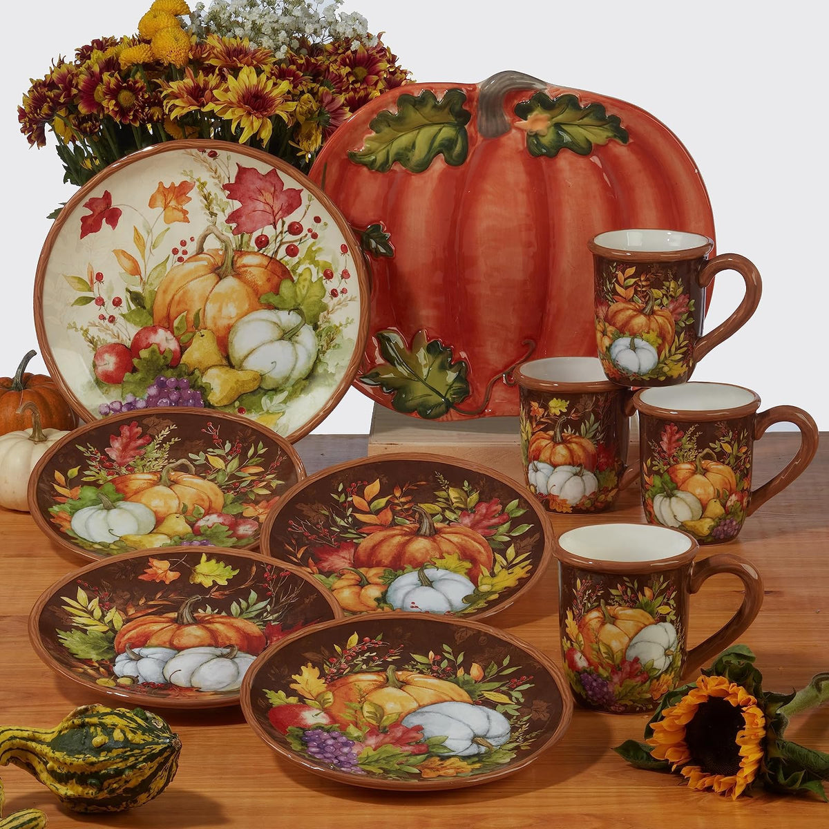 Certified International Harvest Blessings - Plato de ensalada/postre de 8.5 pulgadas, juego de 4, multicolor
